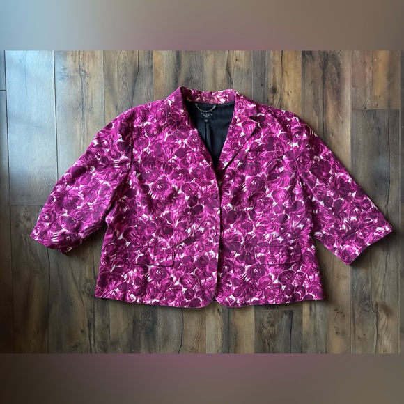 Talbots Jackets & Blazers - Talbots Pink Floral Blazer Jacket Plus Size 22W Rose Print Statement